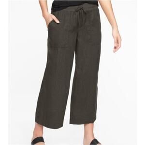 Athleta Linen Bali Crop Wide-Leg Pants in Gunmetal Gray Size 6 *EUC